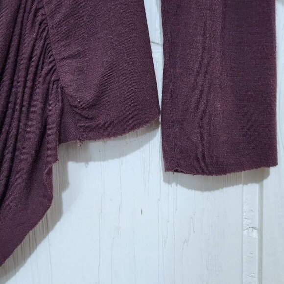 Bailey 44 Plum Ruched One Cold Shoulder Asymmetrical Long Sleeve Top - Size S - Picture 3 of 8